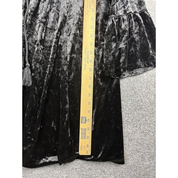 Torrid Dress Womens 1X Black Velvet Long Sleeve Boho Tassel Tie 14-16 - Picture 5 of 7